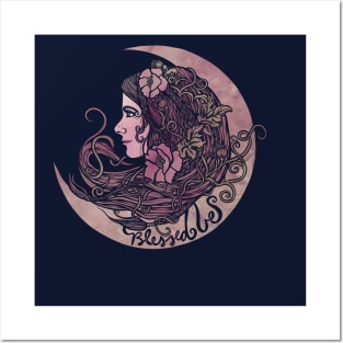 Blessed Be Moon Goddess Posters and Art